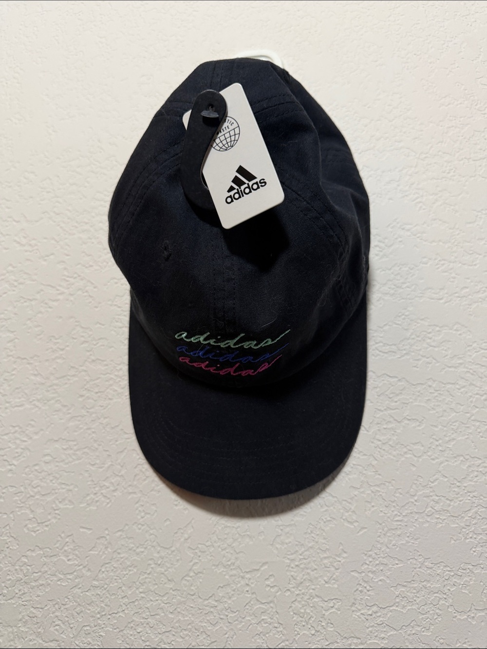 adidas Black Cap with Rainbow Script Logo